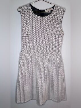 LOFT Black & White Sleeveless Fit-and-Flare Dress